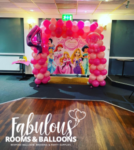 princess themed balloons arch