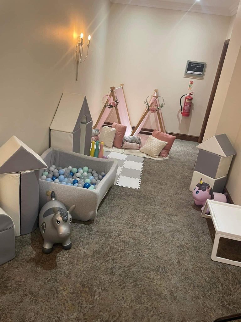 children's play area staged at a wedding